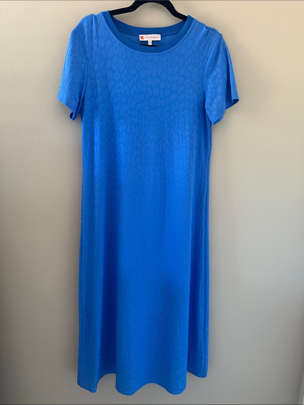 Jude Connally Women’s Short Sleeve Jude Cloth Midi Dress  Belt Blue Sz Medium